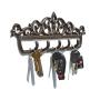 gasare, Cast Iron Key Holder for Wall, Decorative Hooks, 5 Hangers, 12.5 x 4.75 Inches, Cast Iron, Antique Brown Color, Screws and Anchors,1 Unit