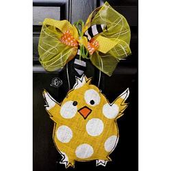 Polka Dot Chick Burlap Door Hanger- Easter Chick Burlap Door Hanger-Easter Door Hanger- Spring Wreath-Easter Wreath-Door Decor