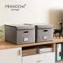 Prandom File Organizer Boxes - Set of 1 Collapsible Decorative Linen Filing Storage Hanging File Folders with Lids Office Cabinet Letter Size (15x12.2x10.75 inch)