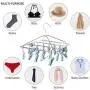 Foldable Clip and Drip Hanger, Sock Hanger Underwear Hanger with 24 Clothespins, Hanger for Drying Towels, Bras, Baby Clothes, Gloves, Stainless Steel Portable Laundry Sock Drying Rack, Small Foldable Clip and Drip Hanger, Sock Hanger Underwear Hanger with 24 Clothespins, Hanger for Drying Towels, Bras, Baby Clothes, Gloves, Stainless Steel Portable Laundry Sock Drying Rack, Small