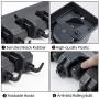 IMILLET Mop and Broom Holder, Wall Mounted Organizer Mop and Broom Storage Tool Rack with 5 Ball Slots and 6 Hooks (Black) (Double Pack)