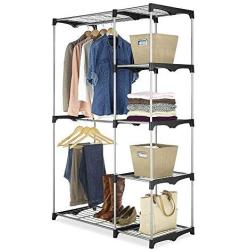 Portable Closet Organizer Storage Rail Rack Clothes Hanger Garment Shelf Home