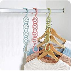 Multifunction 10pcs Random Color 4 Circle Windproof Clothes Hanger Drying Rack Plastic Hangers for Clothes Layer Storage Racks Buckle Hanger