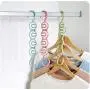 Multifunction 10pcs Random Color 4 Circle Windproof Clothes Hanger Drying Rack Plastic Hangers for Clothes Layer Storage Racks Buckle Hanger