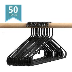 SMART ONYE Pack of 50 Everyday Standard Premium Plastic Hangers Black-Durable & Slim Space Saving Tubular Clothes Hangers