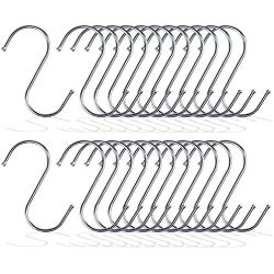 S Shaped Hooks, Metown, Heavy Duty Stainless Steel S Hooks, Hangers Hanging Hooks for Hanging Pots and Pans,Towels,Clothes,Plants in Home Kitchen Bathroom Bedroom Garden Work Shop (4.72in, 24)