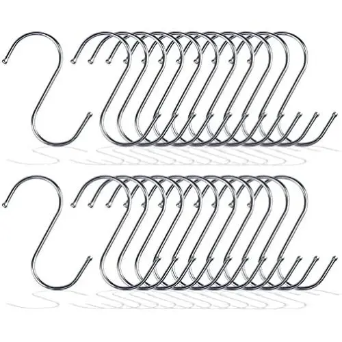 S Shaped Hooks, Metown, Heavy Duty Stainless Steel S Hooks, Hangers Hanging Hooks for Hanging Pots and Pans,Towels,Clothes,Plants in Home Kitchen Bathroom Bedroom Garden Work Shop (4.72in, 24) S Shaped Hooks, Metown, Heavy Duty Stainless Steel S Hooks, Hangers Hanging Hooks for Hanging Pots and Pans,Towels,Clothes,Plants in Home Kitchen Bathroom Bedroom Garden Work Shop (4.72in, 24)