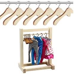 20pcs 12CM Wooden Non-Slip Space Saving Mini Laundry Hook Clothes Hangers Drying Rack for Dolls Shirts Dresses Sweaters