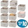 mDesign Soft Fabric Closet Storage Organizer Holder Cube Bin Box, Open Top, Front Handle for Closet, Bedroom, Bathroom, Entryway, Office - Chevron Print, 10 Pack - Taupe/Natural