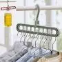 ZHUOHONG Clothes Hanger Organizer - Nine-Holes Rotating Magic Hangers Multi-Function Non-Slip Clothes Folding Hanger for Wardrobe