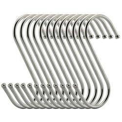 RuiLing Premium S Hooks - S Shaped hook - Heavy Duty Stainless Steel Hanger Hooks - Ideal for hanging pots and pans, plants, utensils, towels etc. Size Medium Set of 20