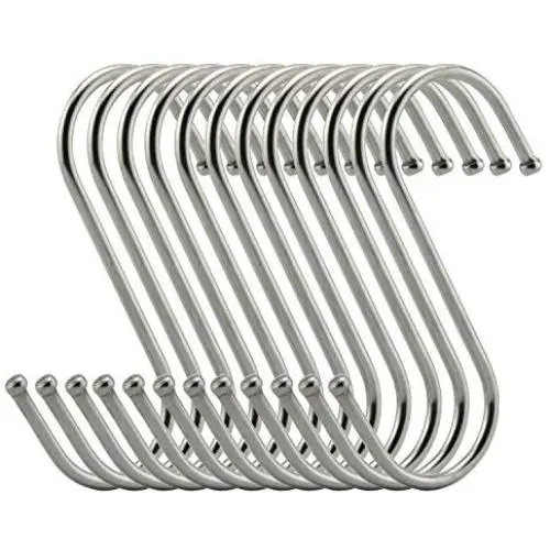 RuiLing Premium S Hooks - S Shaped hook - Heavy Duty Stainless Steel Hanger Hooks - Ideal for hanging pots and pans, plants, utensils, towels etc. Size Medium Set of 20