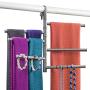 Lynk Hanging Pivoting Scarf Rack and Accessory Holder - Closet Hanger Organizer Rack - Platinum