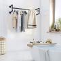 SONGMICS Wall-Mounted Clothes Rack, Industrial Pipe Clothes Hanging Bar, Space-Saving, 43.3 x 11.8 x 11.5 Inches, Holds up to 132 lb, Easy Assembly, for Small Space, Black UHSR64BK