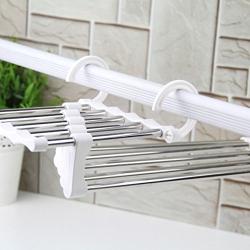 LIANGJUN Clothes Pants Magic Hanger Foldable Stainless Steel Multifunctional Drying Rack, White, 34X18.3X12.5cm (Size : Pack of 3)