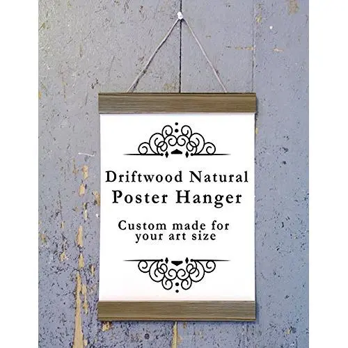 Driftwood Natural Wood Poster Hanger, Custom size Art Hanger, poster frame, picture hanger, Natural Wood, Handmade Frame