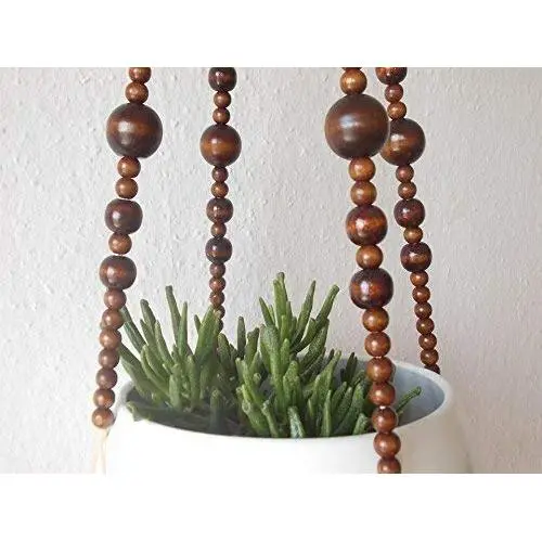 Macrame Plant hanger - Brown or black beads Macrame Plant hanger - Brown or black beads