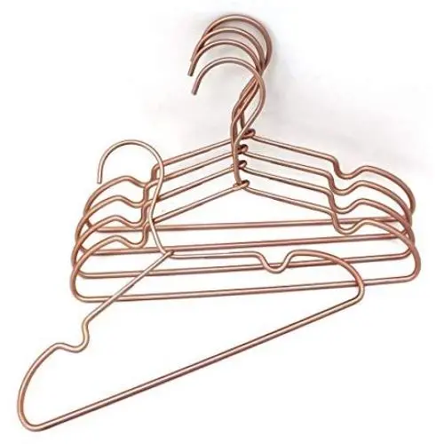 Koobay 12" Baby Slide Notches Childrens Clothes Hanger Gold Color Aluminium Metal Hangers 10Pack