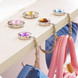 LingStar Crystal Table Folding Bag Purse Handbag Hook Hanger Holder 10 Colors Pink