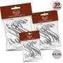ROJOE S Hooks for Kitchen Hanging Pots and Pans - Durable Stainless Steel Utility Hangers for Clothes, Plants, Tools, and Utensils - 30 pack (10 each of Small, Large, Extra Large)