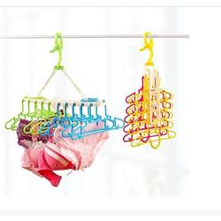 HOMEGIFT Foldable Clothes Hanger 10 in 1 (Children and Adult) (Pink+Yellow, Children)