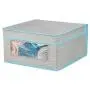 mDesign Soft Stackable Fabric Closet Storage Organizer Holder Bin with Clear Window, Attached Lid - for Bedroom, Hallway, Entryway, Bathroom - Textured Print - Medium, 6 Pack - Gray/Teal Blue mDesign Soft Stackable Fabric Closet Storage Organizer Holder Bin with Clear Window, Attached Lid - for Bedroom, Hallway, Entryway, Bathroom - Textured Print - Medium, 6 Pack - Gray/Teal Blue