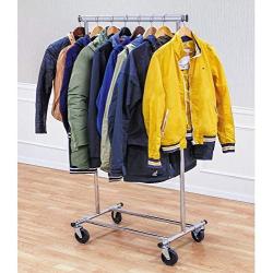 Tatkraft Darren Heavy Duty Adjustable Clothes Rack 100Kg, 220Lb Clothes Rack on Wheels, Easy to Set Up, Chromed Steel