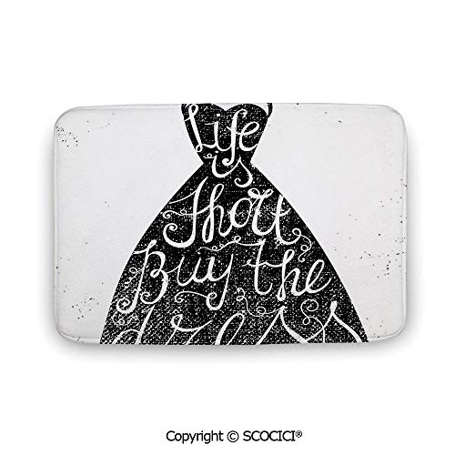 Bathroom Rug Coral Velvet Shower Mat Lifestyle,Life is Short Buy The Dress Motivational Quote on Hanger Positive Illustration,Brown WhiteBath Tub Shower Bathroom Bathroom Rug Coral Velvet Shower Mat Lifestyle,Life is Short Buy The Dress Motivational Quote on Hanger Positive Illustration,Brown WhiteBath Tub Shower Bathroom