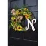 Yellow Sunflower and Boxwood Grapevine Wreath with Green Ferns and Burlap Bow for Summer Fall Farmhouse Front Door Decor; Personalized Monogram Option