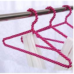 Pearl Hangers 39cm Adult Rose red Clothes Hanger Seamless Laundry Plastic Hanger with Pearl 5pcs