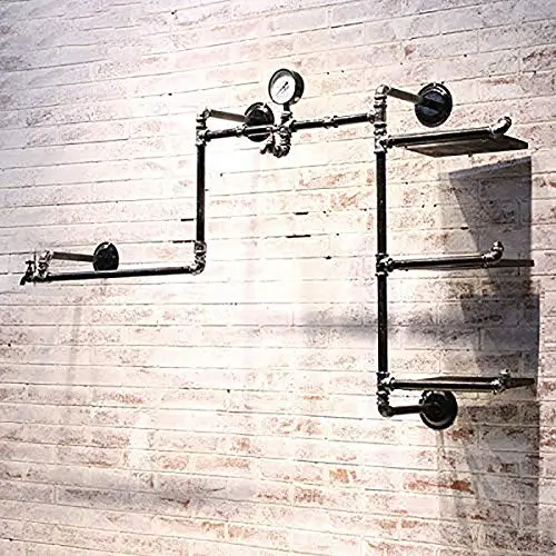 Industrial Vintage Pipe Wall Mounted Clothing Rack Multi-function Garment Store Display Rack Shoes Bag Store Shelves Clothes Hanger