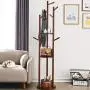 GX&XD Solid Wood Coat Rack, Premium Wooden Coat Rack Free Standing 9 Hooks Solid Rubber Wood Coat Hanger Holder Coats Hats Scarves Clothes Handbags-A 37x37x157cm(15x15x62inch)