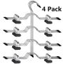 HOMEIDEAS Space Saving Pants Hangers, 4 Tier Kids Pants/Skirt Hangers with 8 Clips Adjustable - Metal Multi Layers Non Slip Trousers Hangers for Skirts Pants Slacks Jeans, Pack of 4