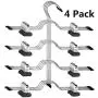 HOMEIDEAS Space Saving Pants Hangers, 4 Tier Kids Pants/Skirt Hangers with 8 Clips Adjustable - Metal Multi Layers Non Slip Trousers Hangers for Skirts Pants Slacks Jeans, Pack of 4