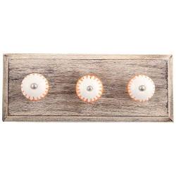 Indianshelf Handmade 3 Artistic Vintage Amber Wooden Chakra Wall Hooks Hangers/Clothes Hooks Wall Mount