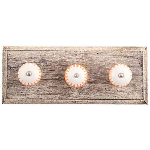 Indianshelf Handmade 3 Artistic Vintage Amber Wooden Chakra Wall Hooks Hangers/Clothes Hooks Wall Mount