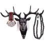 Vintage Deer Head Antlers Wall Hook (Max:10kg) for Hanging Hat Scarf Bag Key Clothes Bathroom Kitchen Towel Holder Hanger Rack Wall Wedding Gift (Black)