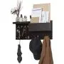 JackCubeDesign Entryway Coat Rack Wall Mount Key Holder Mail Envelope Hook Organizer Clothes Hat Hanger with Leather Shelf and Tray(Solid Wood, 20.5 x 9.1 x 3.4 inches) ? :MK362A