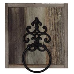 Wall Mounted Hand Towel Ring Reclaimed Barn Wood Rustic Farmhouse Decorative Wooden Bathroom Kitchen Towel Hanger, Country Bathroom Decor.