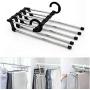 5pcs Random Color Fashion 5 in 1 Pant Rack Shelves Stainless Steel Clothes Hangers Multi-Functional Wardrobe Magic Hanger Decoration