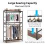 Tribesigns Double Rod Closet Organizer, Free Standing 3 Tiers Shelves Clothes Garment Racks, Large Heavy Duty Clothing Storage Shelving Unit for Bedroom Laundry Room, Vingate Walnut Finsh & Metal Fram