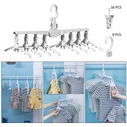 Volwco Magic Hangers, Closet Space Saving Collapsible Clothes Hanger, Multifunctional Portable Foldable Organizer Drying Rack with 360 Degree Swivel Hook for Adult Kids Shirt/Sweater/Socks/Trousers