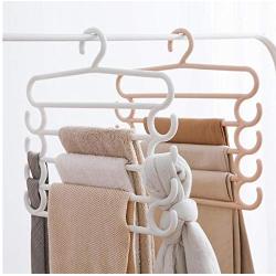 5pcs Random Color Household Multi-Layer Pants Rack Non-Slip Clothes Hanger Scarf Tie Storage Rack Wardrobe Organizer