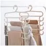 5pcs Random Color Household Multi-Layer Pants Rack Non-Slip Clothes Hanger Scarf Tie Storage Rack Wardrobe Organizer