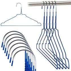 HANGERWORLD 50 Blue Coating 16inch Metal Wire 13 Gauge Pants Bar Coat Clothes Garment Hangers