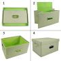 ANMINY Storage Boxes Set of 3 with Lids and Handles Foldable Lidded Cotton Linen Fabric Home Storage Cubes Bins Baskets Clothes Toys Organizer Containers Small + Medium + Large Size, Green