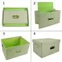 ANMINY Storage Boxes Set of 3 with Lids and Handles Foldable Lidded Cotton Linen Fabric Home Storage Cubes Bins Baskets Clothes Toys Organizer Containers Small + Medium + Large Size, Green ANMINY Storage Boxes Set of 3 with Lids and Handles Foldable Lidded Cotton Linen Fabric Home Storage Cubes Bins Baskets Clothes Toys Organizer Containers Small + Medium + Large Size, Green