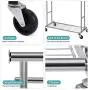 Bextsware Clothes Garment Rack On Wheels, Expandable Double Rails Heavy Duty Commercial Grade Hanging Clothes Organizer Stand Clothing Rack with Mesh Bottom Shelves for Boxes Shoes Storage, Chrome
