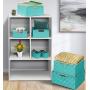 Sorbus Storage Boxes Woven Basket Bin Container Tote Cube Organizer Set Stackable Storage Basket Woven Strap Shelf Organizer Built-in Carry Handles (7 Piece - Aqua)