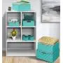 Sorbus Storage Boxes Woven Basket Bin Container Tote Cube Organizer Set Stackable Storage Basket Woven Strap Shelf Organizer Built-in Carry Handles (7 Piece - Aqua)